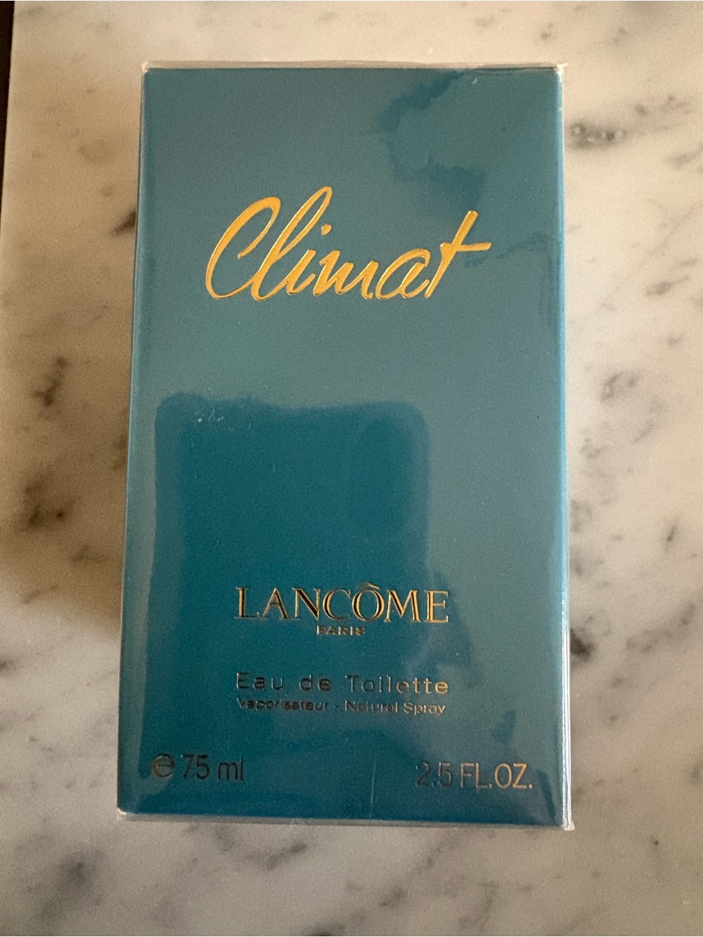 Lancôme Climat — Teal Blue Fragrance Box